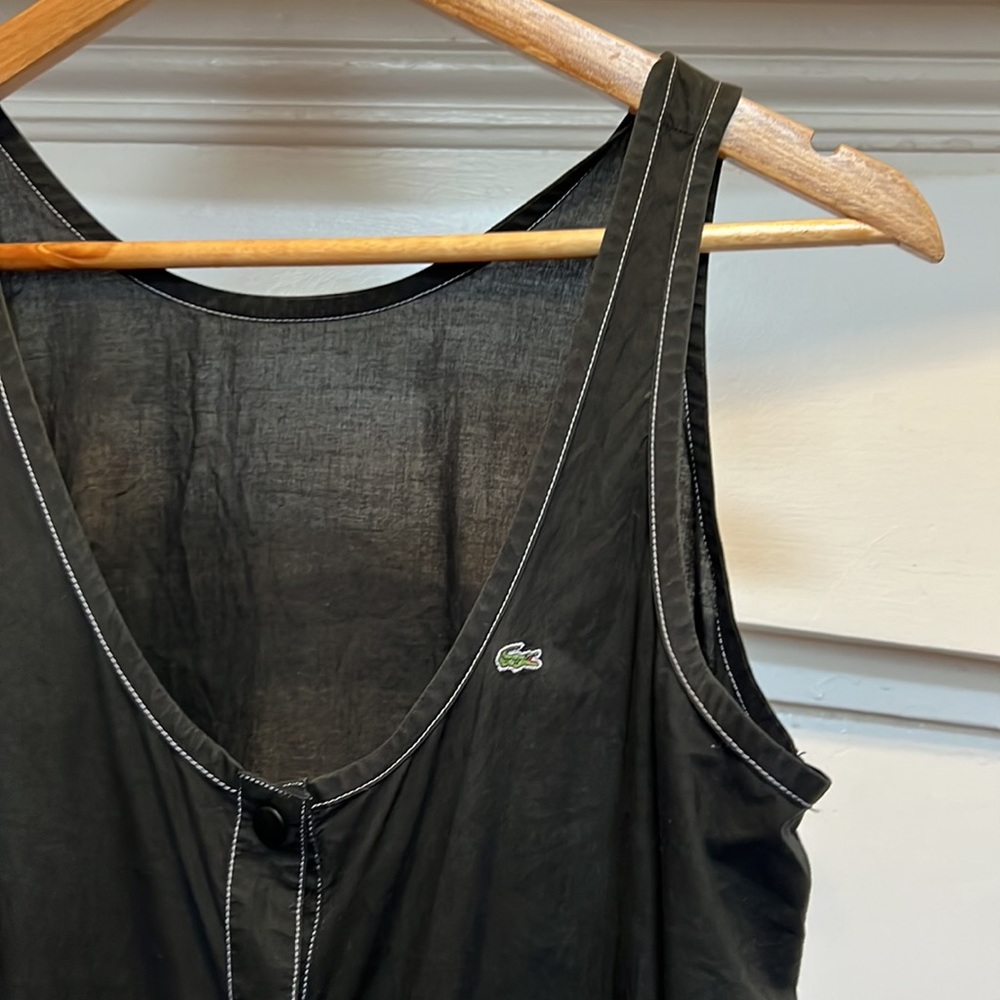Lacoste 100% cotton black cotton snap minidress